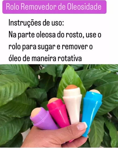 Rolo Removedor De Oleosidade Facial De Pedra Vulcânica