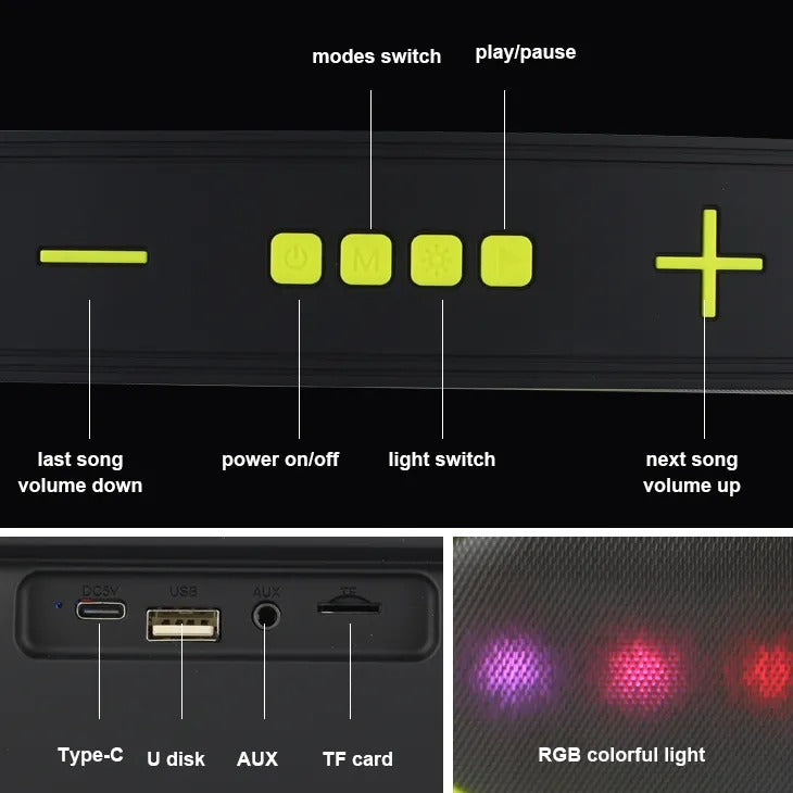 Caixa de Som Soundbar Gamer Bluetooth Led Rgb